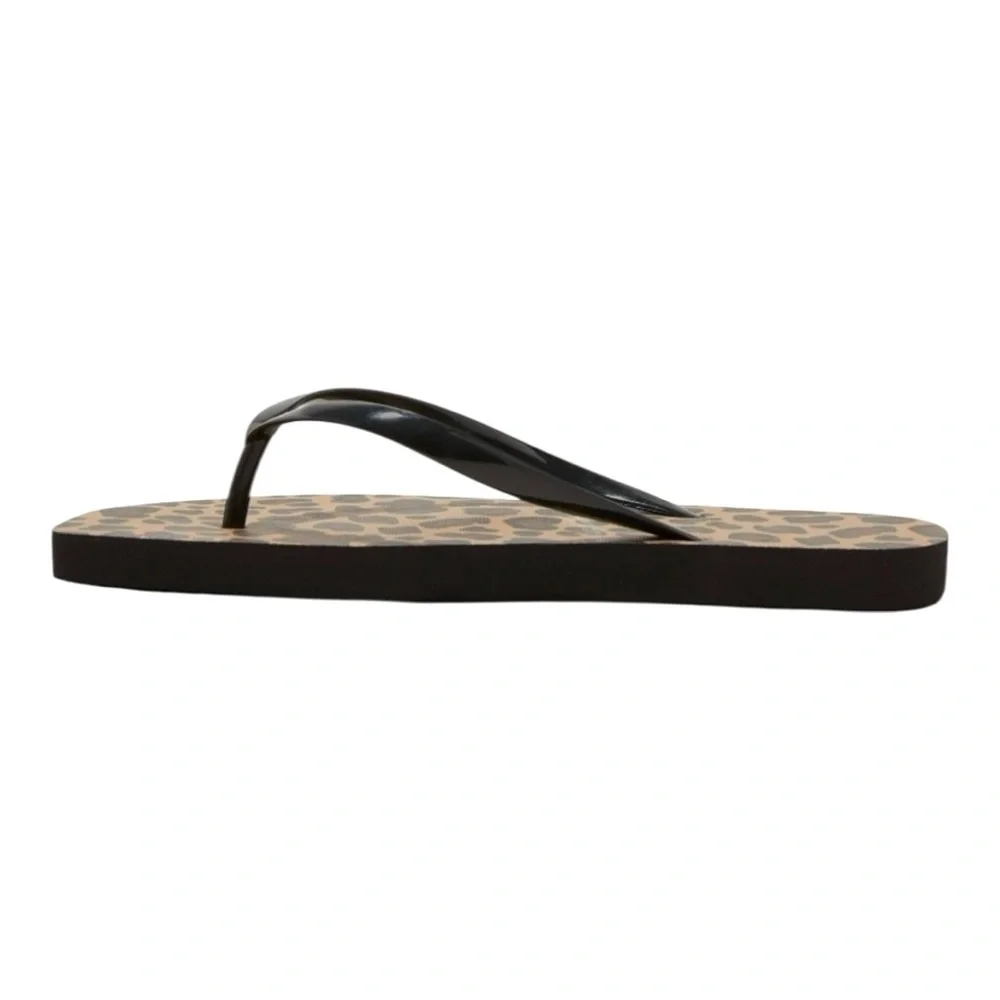 3 Pair Square Toe Flip Flop Sandals Leopard Copper Black - Picture 6 of 12